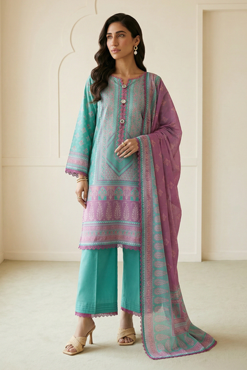 Zellbery Luxury Lawn Printed 3Piece Unstitched Collection 2026 WUS26X30942