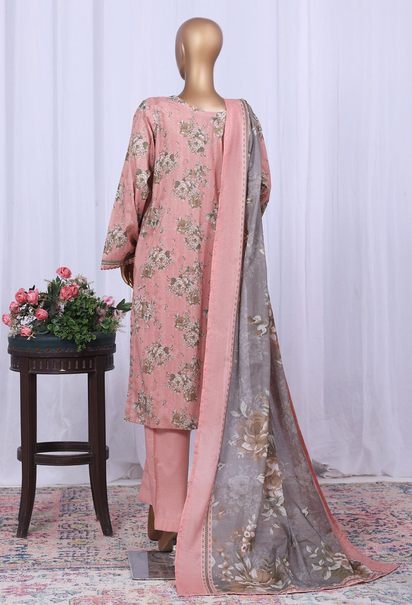 BIN SAEED Printed Cotton 3pcs Stitched Vol-10 3Piece Stitched COLLECTION 2025 D-03 T.Pink