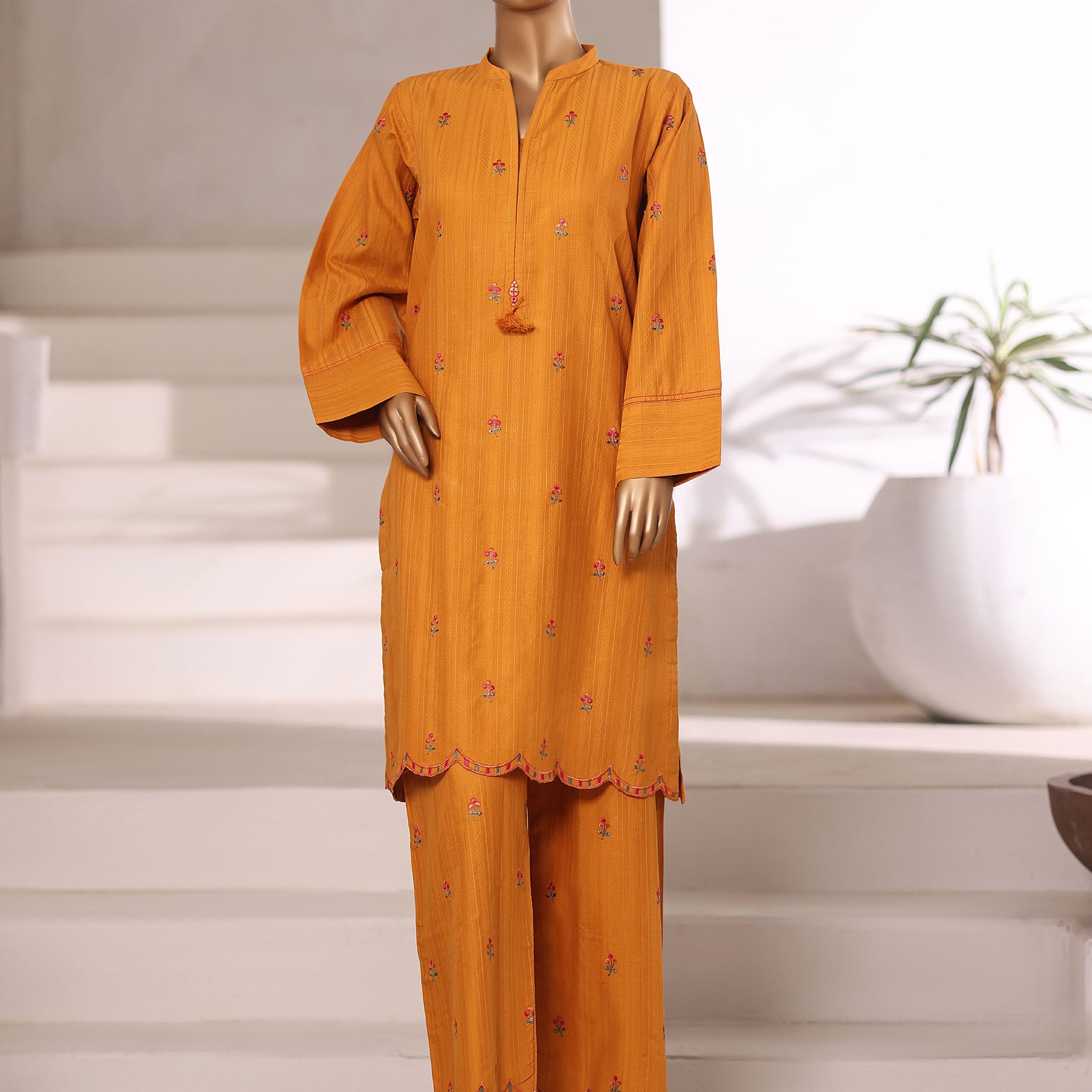 SADABAHAR Vybe Embroidered Set 2PlECE STITCHED COLLECTION 2025 D-404 Mustard