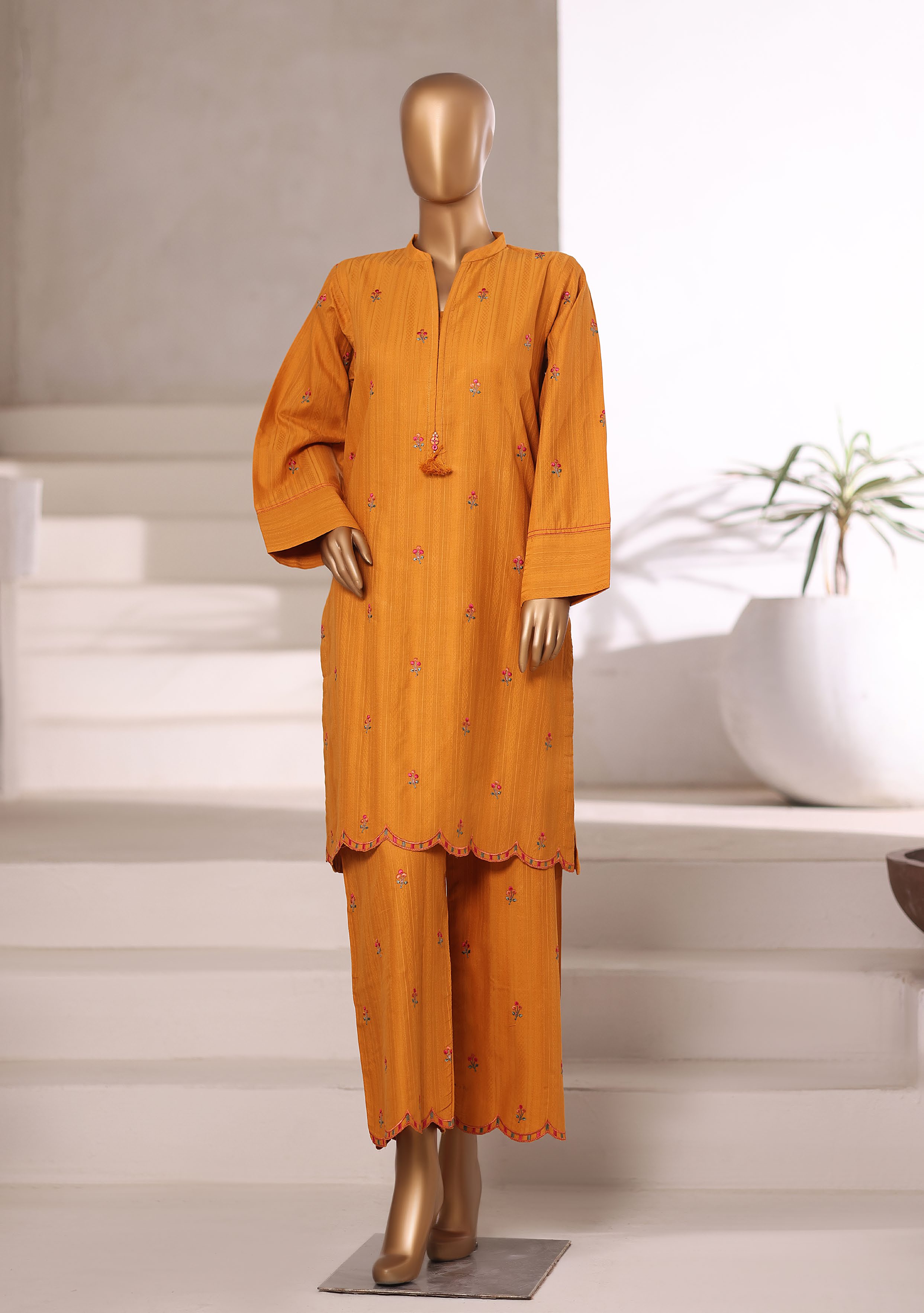 SADABAHAR Vybe Embroidered Set 2PlECE STITCHED COLLECTION 2025 D-404 Mustard