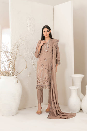 Tawakkal Dhoop Kinara Slub Viscous Embroidery 3Piece Unstitched Collection 2025 D-08