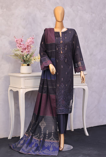 Turkish Embroidered Jacquard 3Piece  Unstitched Suit by HZ Textiles 2026 D#-04