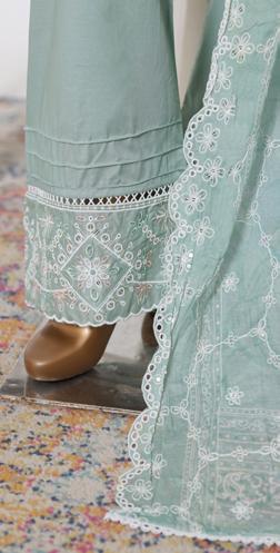 Bin Saeed Luxury Lawn White & White Chickenkari Embroidery 3Piece Stitched COLLECTION 2026. D-16