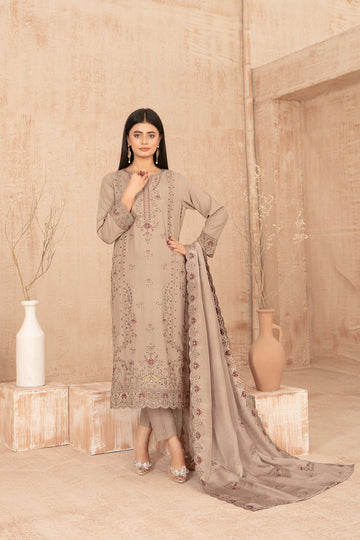 Nisrine By Tawakkal Embroidery Viscous Slub 3Piece Unstitched Collection 2025. D-06