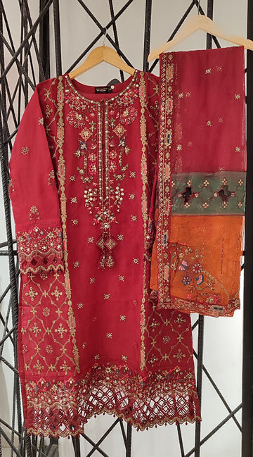 SADABAHAR LUXURY FORMAL FESTIVE °MAHPARA° ORGANZA EMBROIDERED 3PIECE STITCHED COLLECTION 2025 D-27