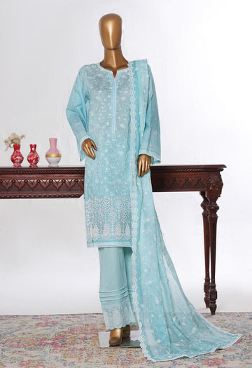 Bin Saeed Luxury Lawn White & White Chickenkari Embroidery 3Piece Stitched COLLECTION 2026. D-10