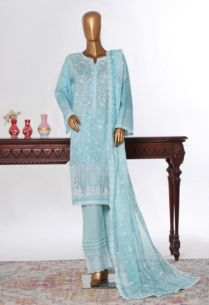 Bin Saeed Luxury Lawn White & White Chickenkari Embroidery 3Piece Stitched COLLECTION 2026. D-10