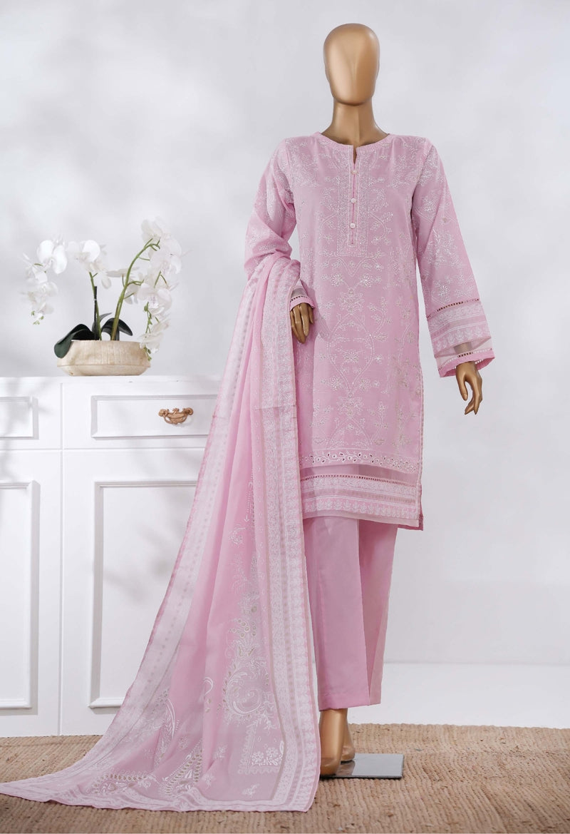 Hz Ready To Were Cotton Sunehri Paste Print With Embroidery Stitched Collection 2025. D-61 T Pink