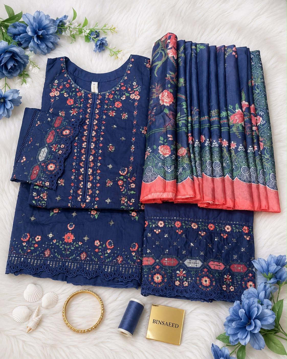Bin Saeed Luxury Jacquard Lawn Embroidery 3Piece Stitched Vol -02 Collection 2026 D#-02