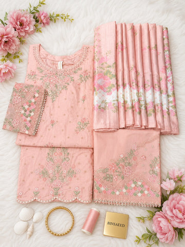 Bin Saeed Luxury Jacquard Lawn Embroidery 3Piece Stitched Vol -02 Collection 2026 D#-06