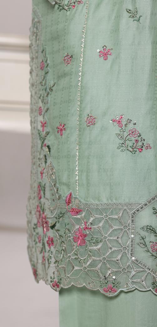 Bin Saeed Luxury Lawn Jacquard Fetive Embroidery 3Piece Stitched COLLECTION 2026. D-04