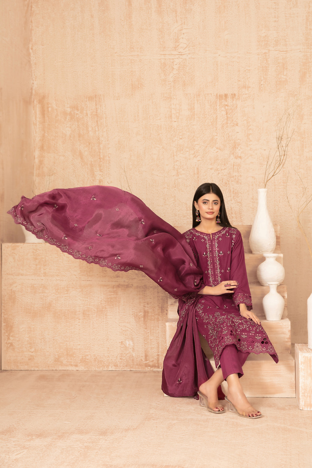 Nisrine By Tawakkal Embroidery Viscous Slub 3Piece Unstitched Collection 2025. D-05