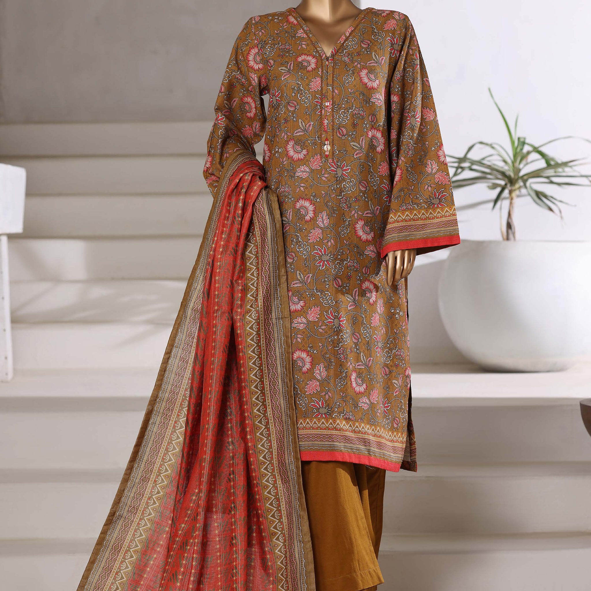 Sadabahar Shimmer Printed Khadder 3PCS Stitched Vol—1 Collection 2025 D-07