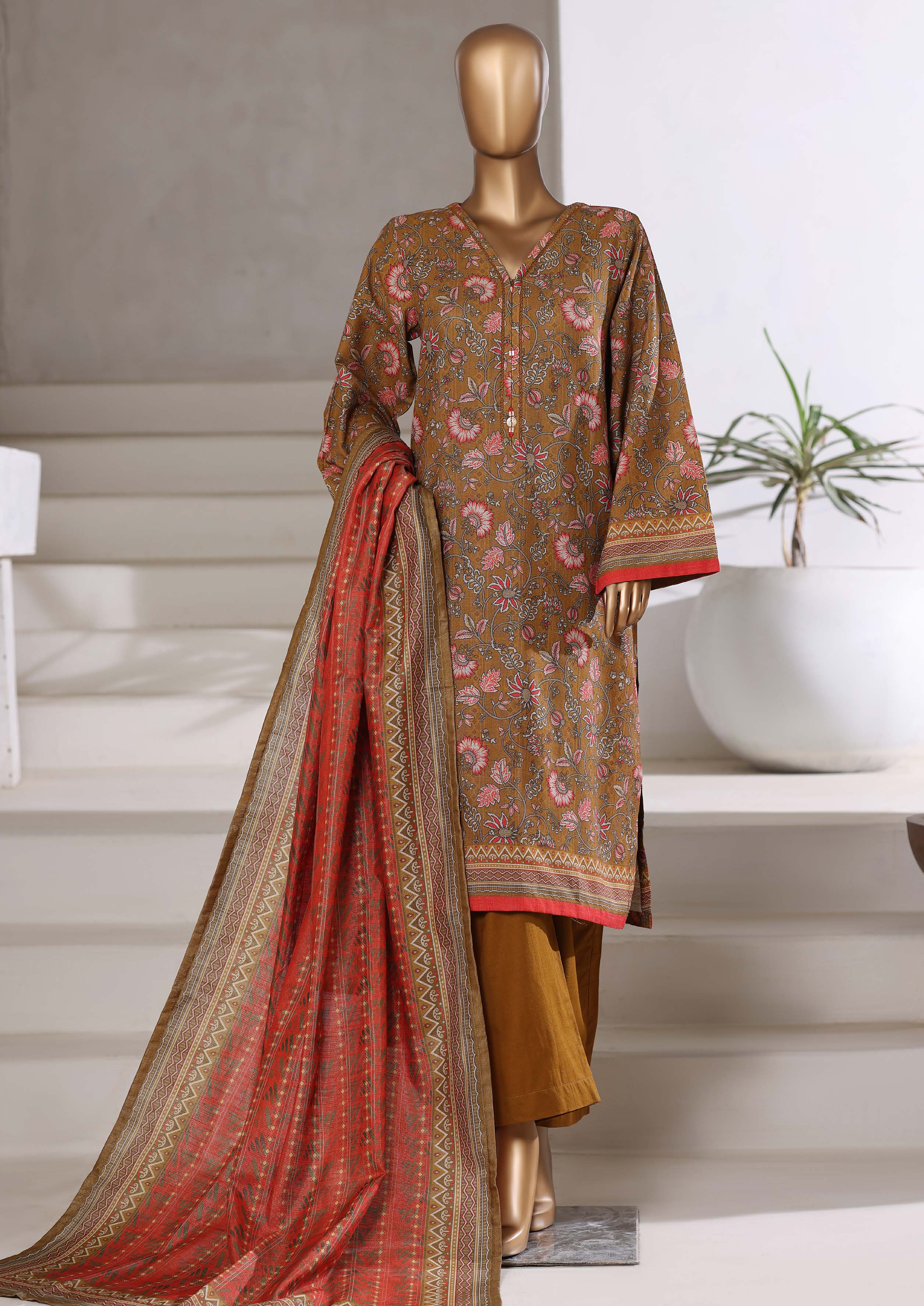 Sadabahar Shimmer Printed Khadder 3PCS Stitched Vol—1 Collection 2025 D-07