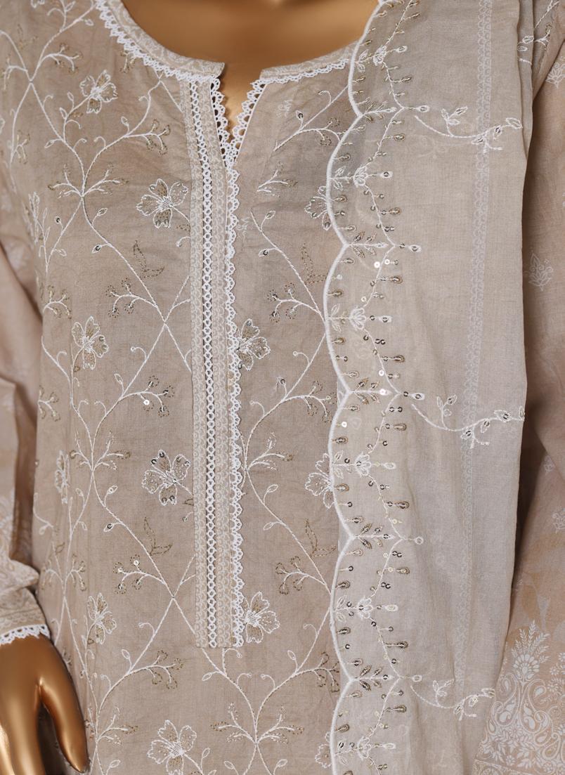 Bin Saeed Luxury Lawn White & White Chickenkari Embroidery 3Piece Stitched COLLECTION 2026. D-19