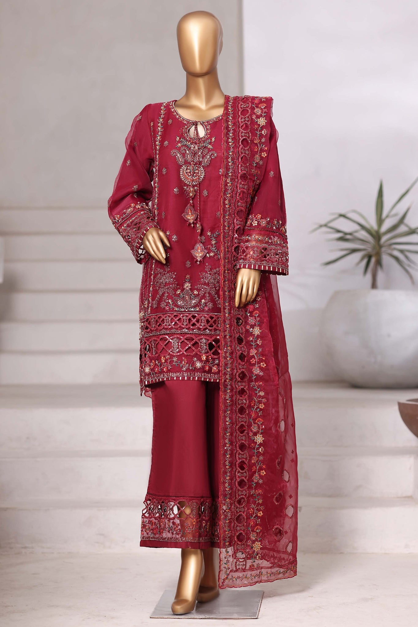 SADABAHAR LUXURY FORMAL FESTIVE °MAHPARA° ORGANZA EMBROIDERED 3PIECE STITCHED Vol-03 COLLECTION 2026 D#-06