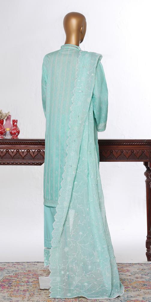 Bin Saeed Luxury Lawn White & White Chickenkari Embroidery 3Piece Stitched COLLECTION 2026. D-12