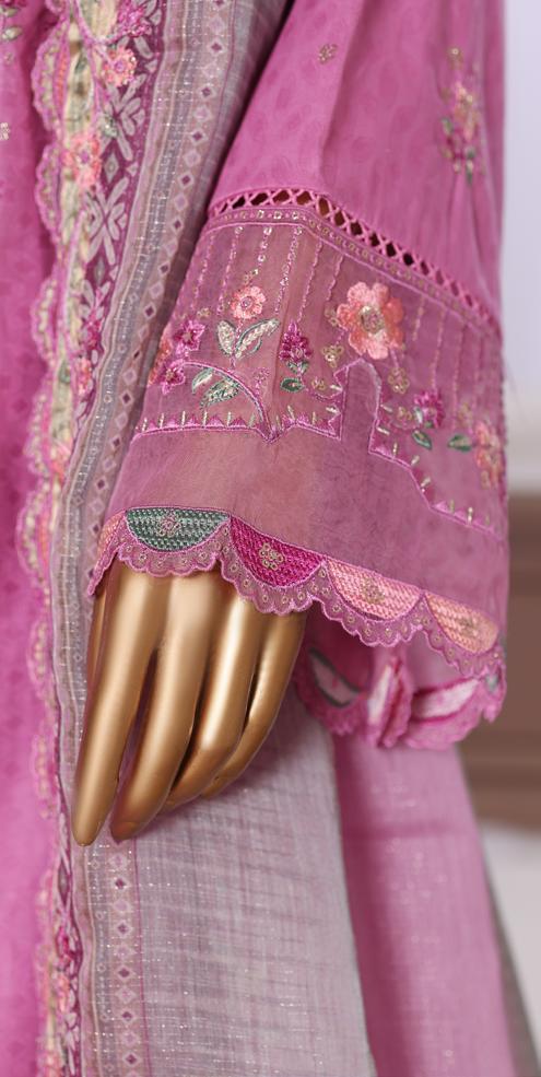 Bin Saeed Luxury Lawn Jacquard Fetive Embroidery 3Piece Stitched COLLECTION 2026. D-02