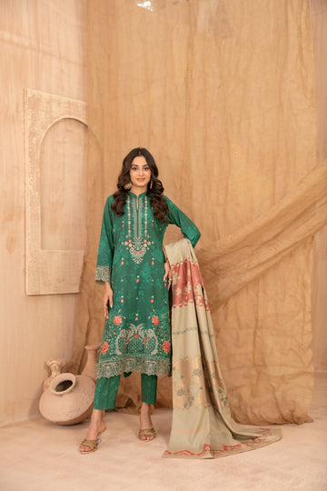 Cassa By Tawakkal Winter Dhanak Embroidery 3Piece Unstitched Collection 2025. D-01