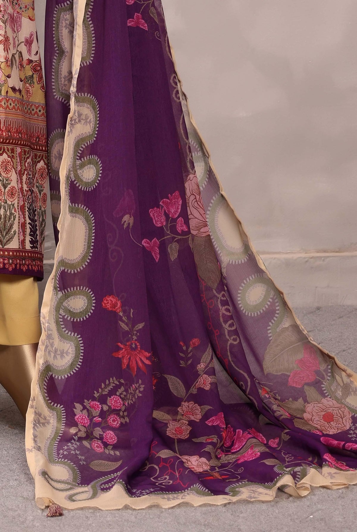 Sadabahar Luxury Chimti Lawn 3Piece Ready To Wear Kaftan Collection KFL-1001