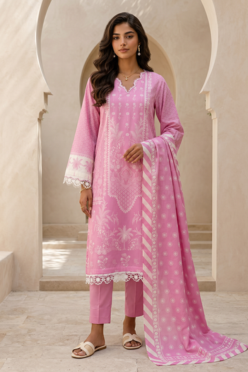 Zellbery Luxury Lawn Printed 3Piece Unstitched Collection 2026 WUS26X38059