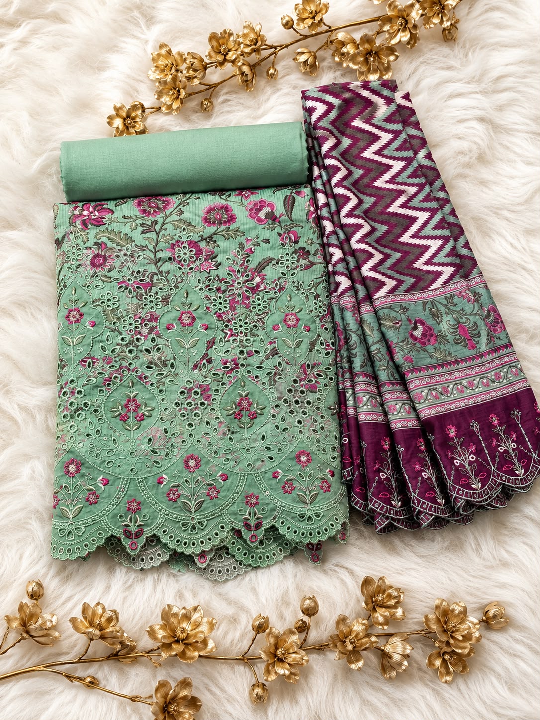 BIN SAEED Luxury Lawn  Embroidery 3Piece Unstitched COLLECTION 2026 D#01