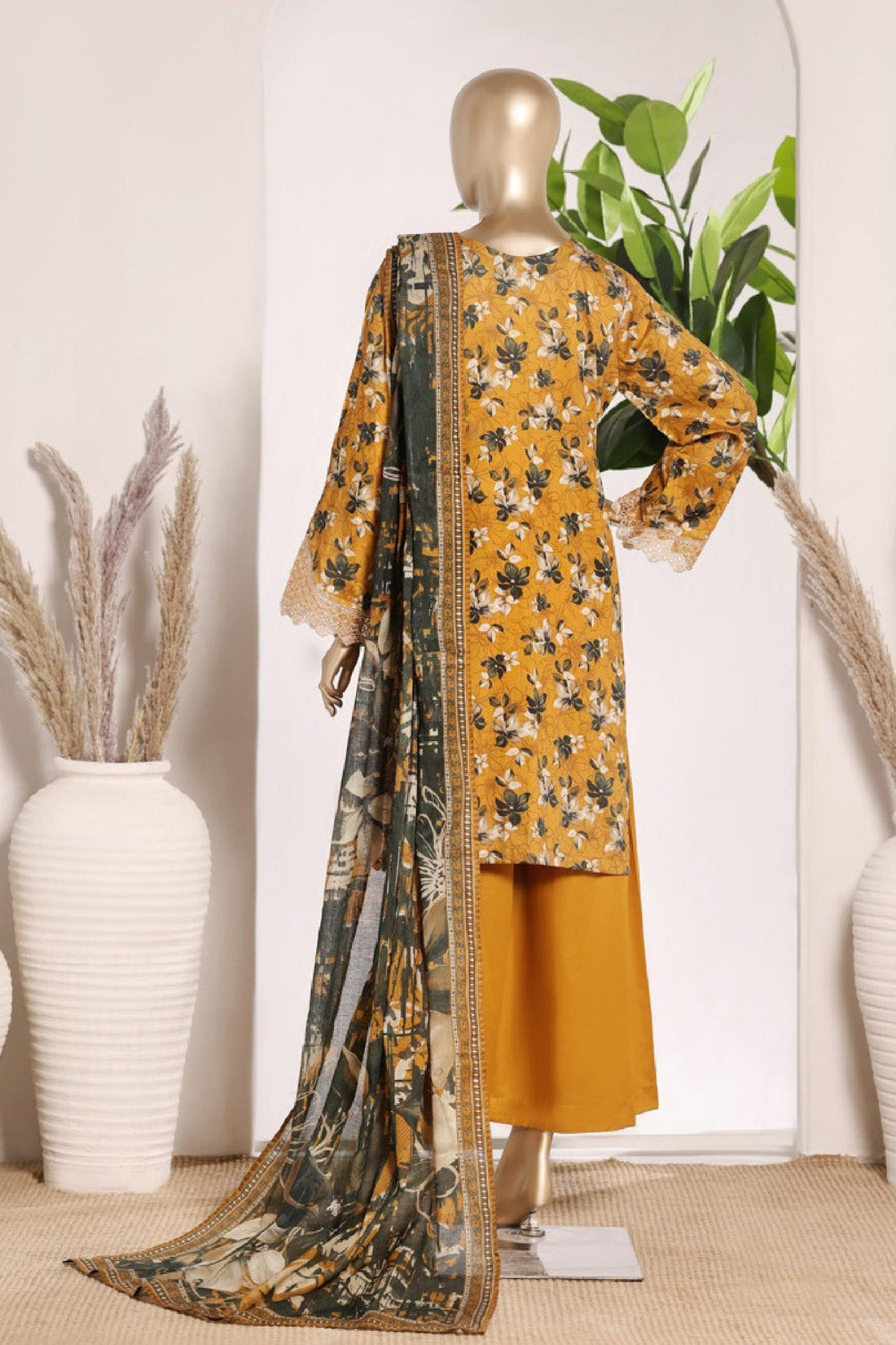 Bin Saeed Stitched 3 Piece Embroidery Lawn Short Length With Broad Flapper Eid Edition Collection 2026 D#10
