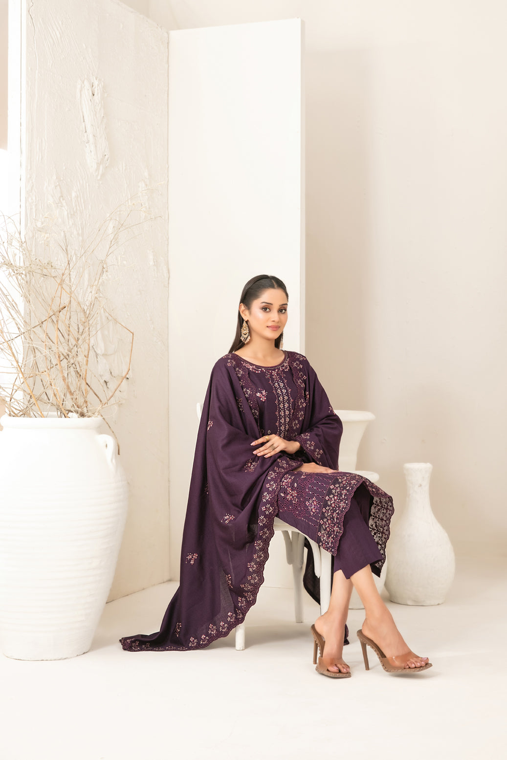 Tawakkal Dhoop Kinara Slub Viscous Embroidery 3Piece Unstitched Collection 2025 D-02