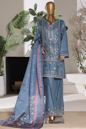 Bin Saeed Luxury Jacquard Lawn Embroidery 3Piece Stitched Collection 2026 D#-04