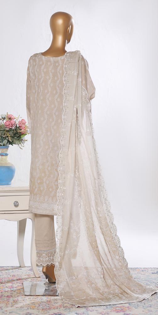 Bin Saeed Luxury Lawn White & White Chickenkari Embroidery 3Piece Stitched COLLECTION 2026. D-19