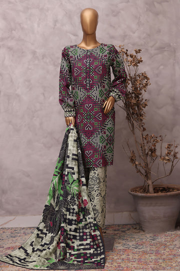 HZ Printed Khadder 3Piece Stitched Vol—1 Collection 2025 D#-01