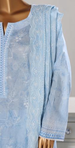 Bin Saeed Luxury Lawn White & White Chickenkari Embroidery 3Piece Stitched COLLECTION 2026. D-04