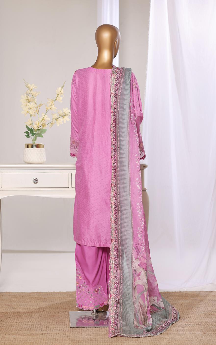 Bin Saeed Luxury Lawn Jacquard Fetive Embroidery 3Piece Stitched COLLECTION 2026. D-02