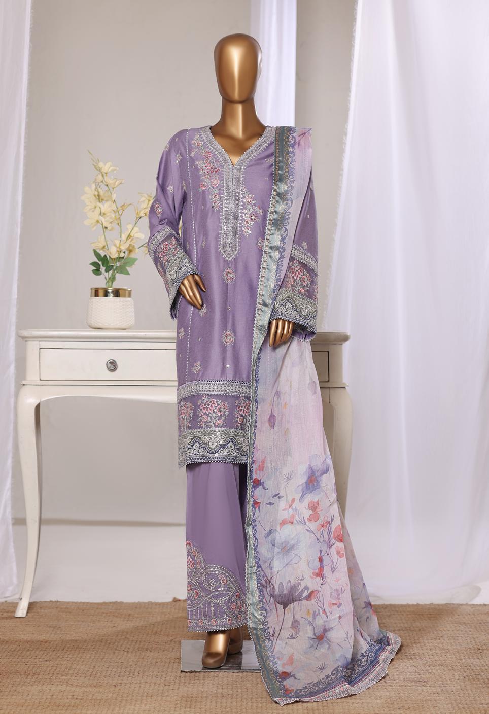 Bin Saeed Luxury Lawn Jacquard Fetive Embroidery 3Piece Stitched COLLECTION 2026. D-05