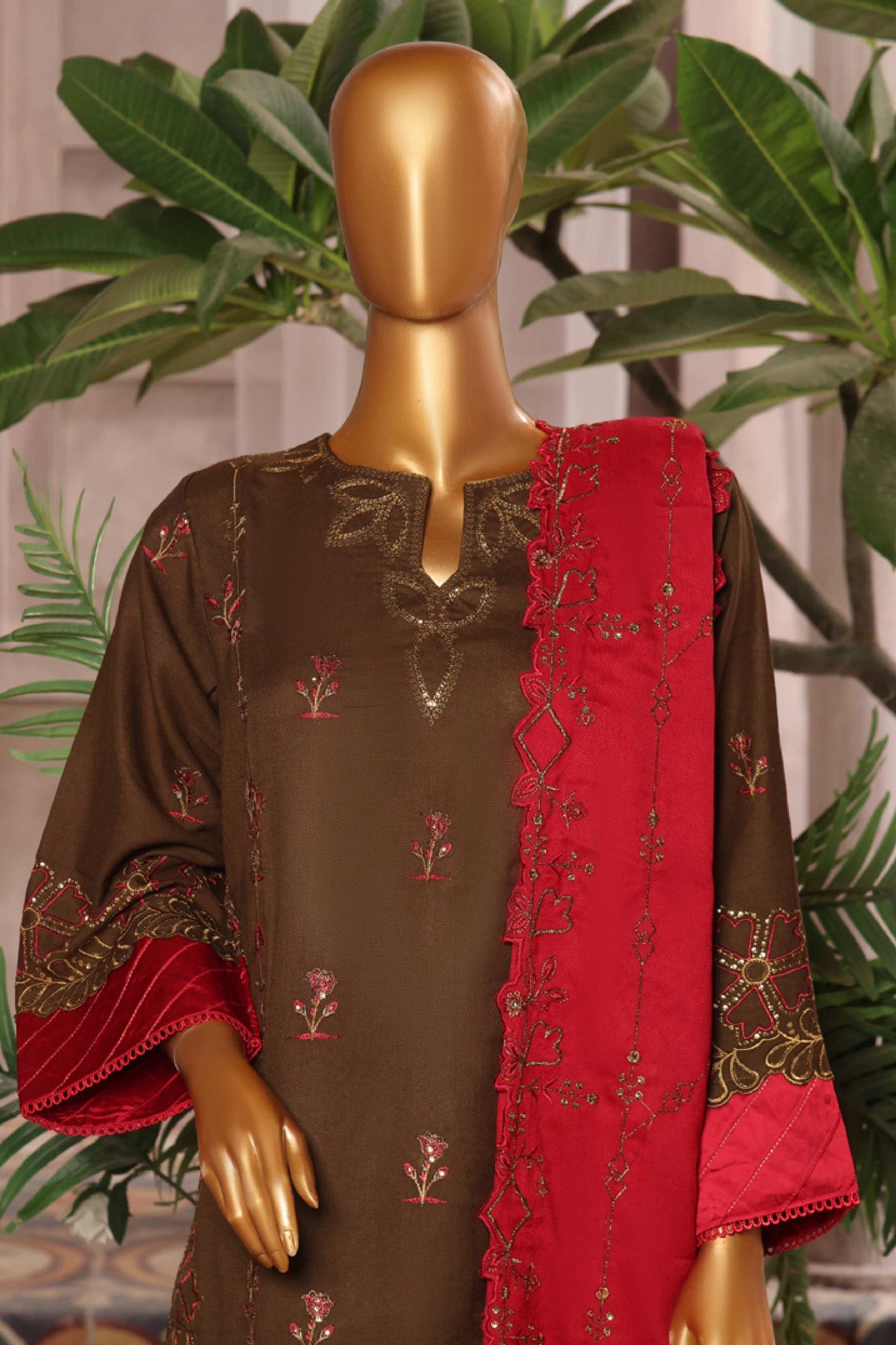 Bin Saeed Luxury Embroidery Dhank 3Piece Stitched Collection 2025 D#-01