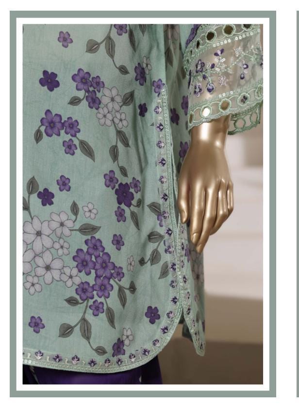Sadabahar Malika Embroidery Lawn Short Length With Shalwar With Lawn Printed Dupatta  3Piece Stitched Vol-01 Collection 2026 D#07