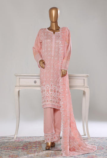 Bin Saeed Luxury Lawn White & White Chickenkari Embroidery 3Piece Stitched COLLECTION 2026. D-18