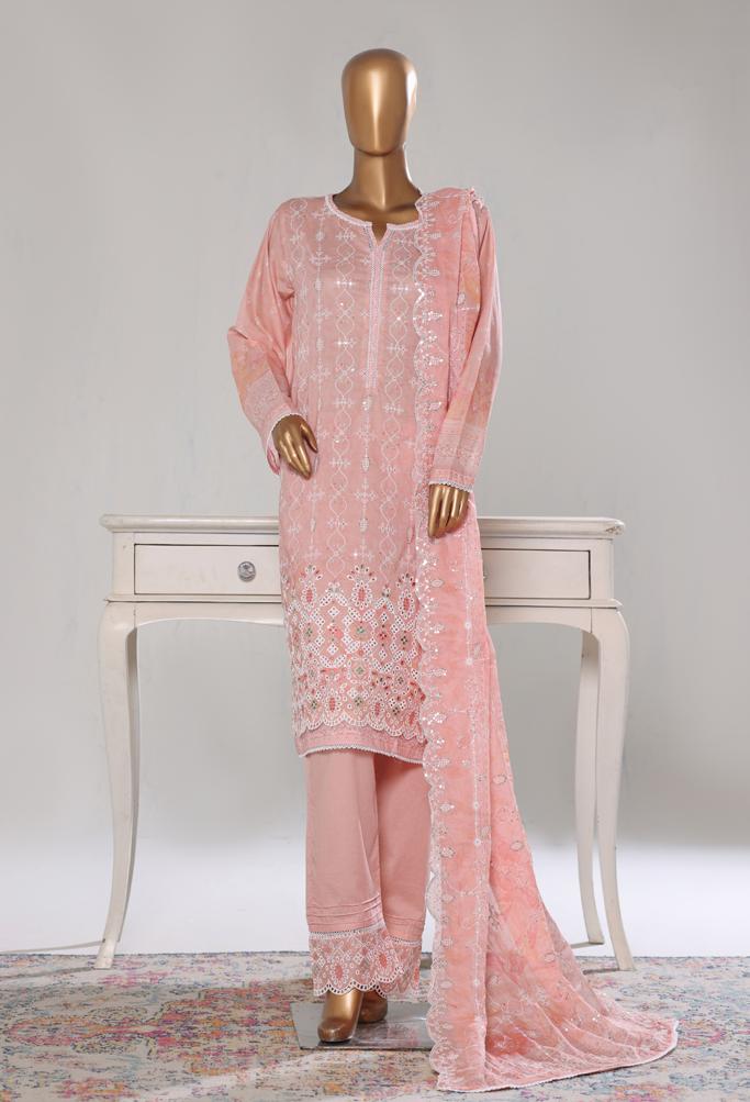 Bin Saeed Luxury Lawn White & White Chickenkari Embroidery 3Piece Stitched COLLECTION 2026. D-18
