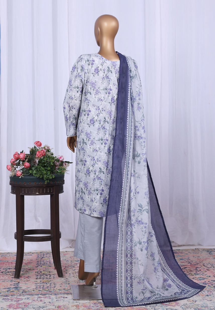 BIN SAEED Printed Cotton 3pcs Stitched Vol-10 3Piece Stitched COLLECTION 2025 D-05 Grey