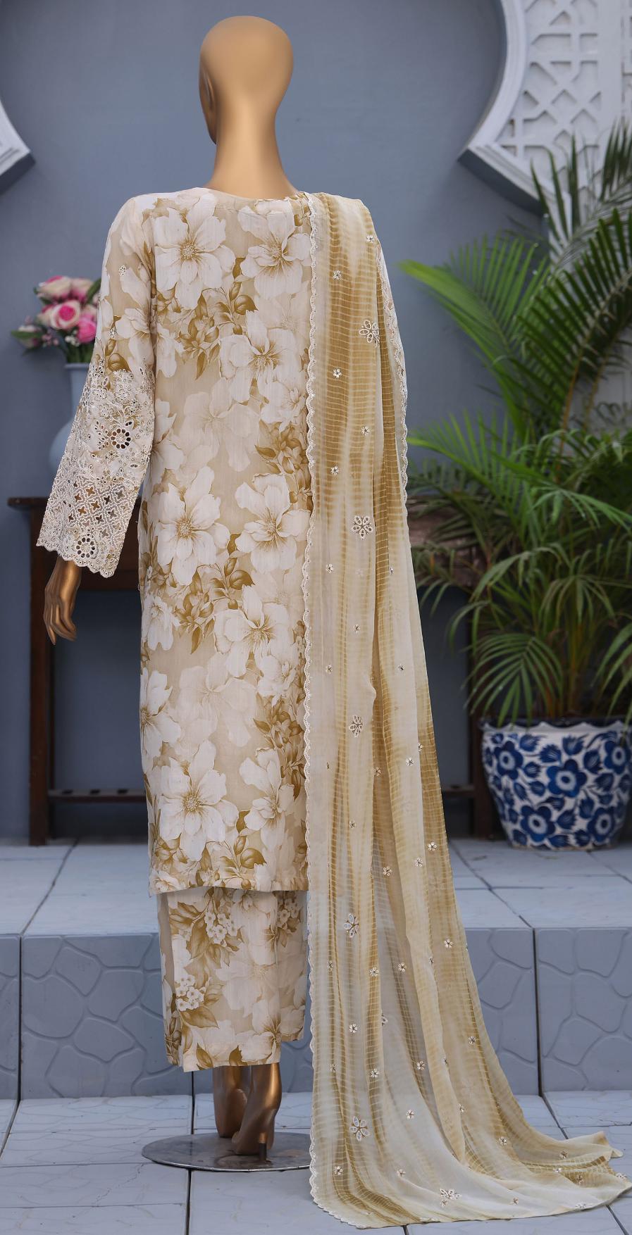 HZ Luxury Majestic Raw Silk Embroidery 3Piece Stitched COLLECTION 2025 D-04