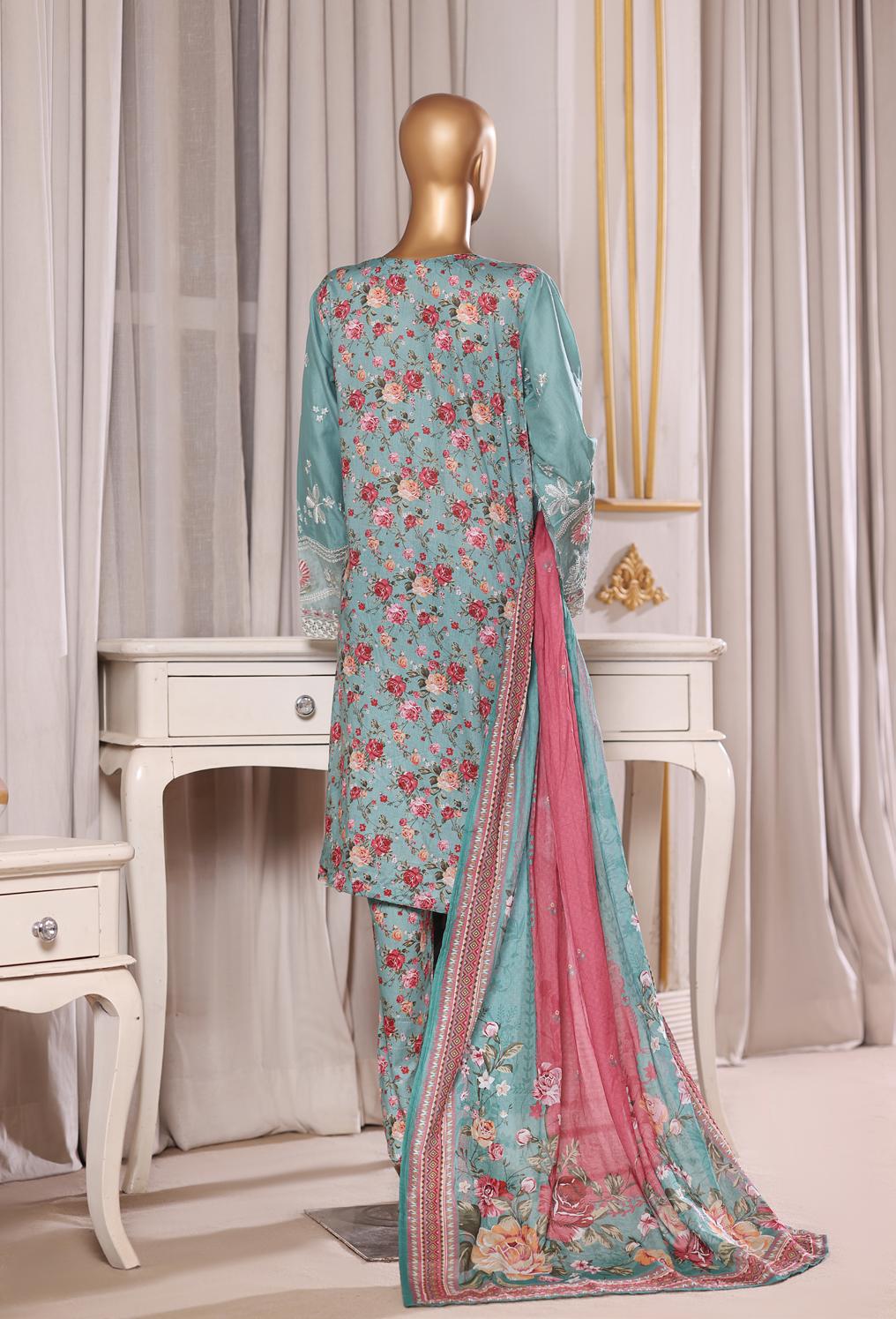 Bin Saeed Luxury Laserkari Lawn With Digital Printed Lawn Dupatta 3Piece Stitched Vol-01 Collection 2026. D#-07