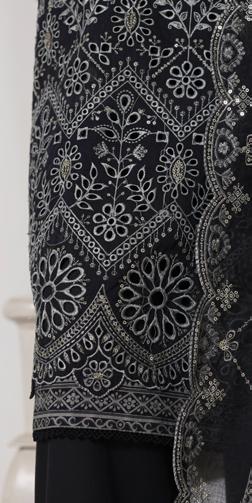 Bin Saeed Luxury Lawn White & White Chickenkari Embroidery 3Piece Stitched COLLECTION 2026. D-09