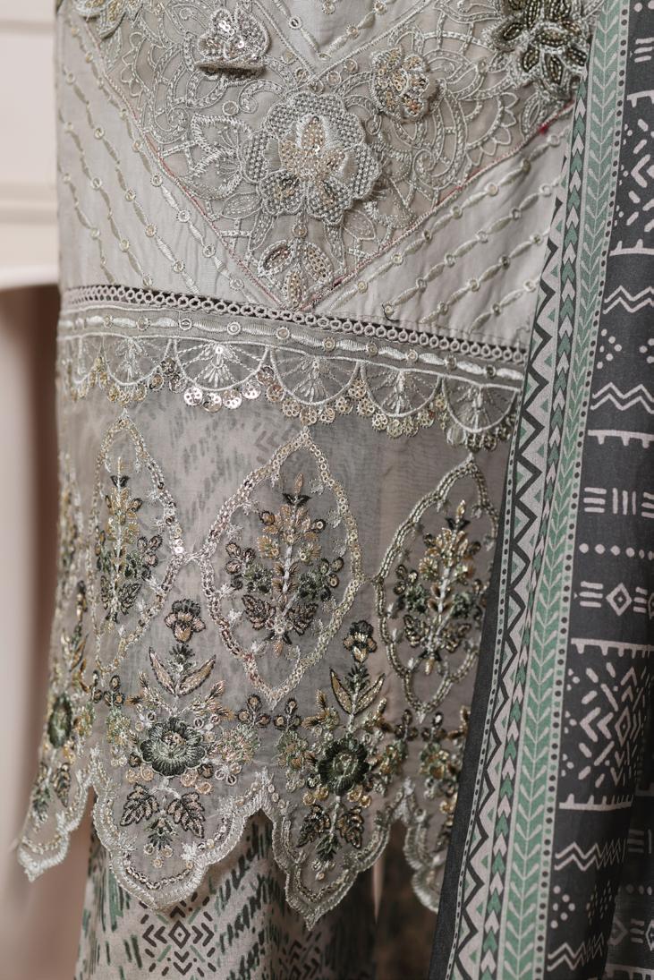 Bin Saeed Luxury Laserkari Lawn With Digital Printed Lawn Dupatta 3Piece Stitched Vol-01 Collection 2026. D#-05