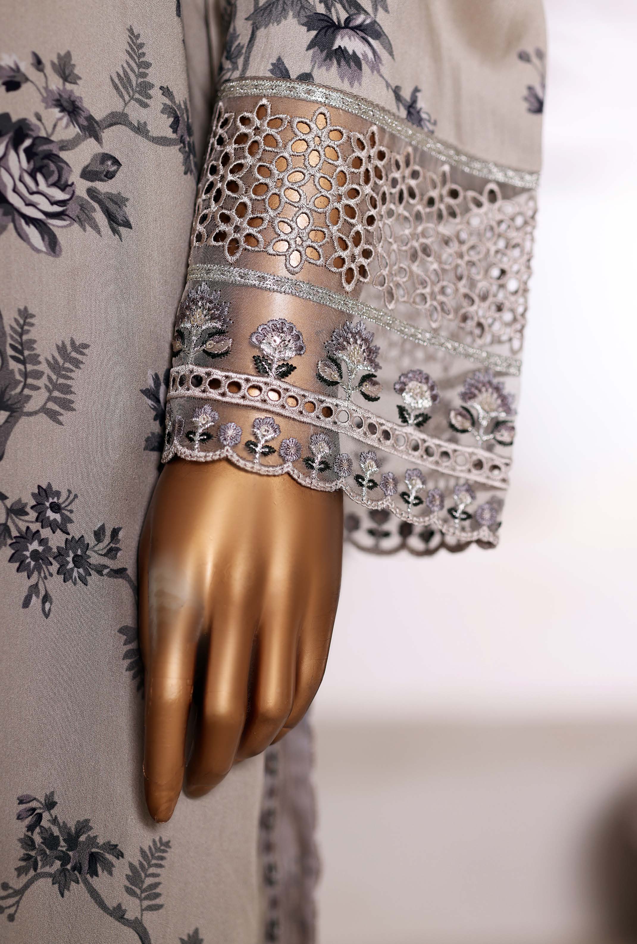 Sadabahar Malika Viscose Short Length Farshi Shalwar With Chiffon Printed Dupatta  3Piece Stitched Vol-02 Collection 2025 Cream Color SDMVS- 010