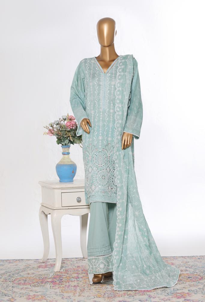 Bin Saeed Luxury Lawn White & White Chickenkari Embroidery 3Piece Stitched COLLECTION 2026. D-16