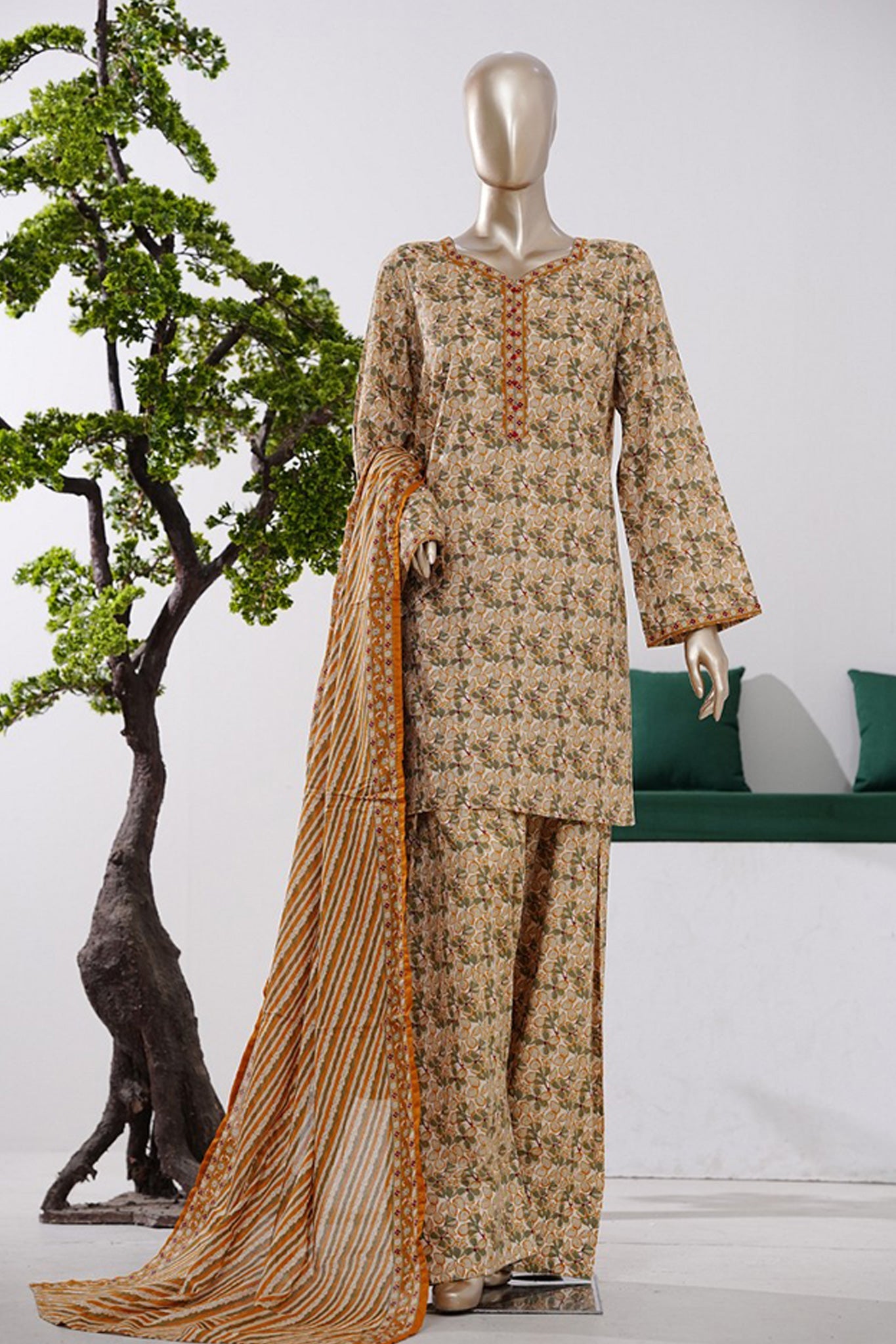 BIN SAEED Luxury Lawn Printed With Farshi Shalwar Vol-01 3Piece Stitched COLLECTION 2026 D-#02