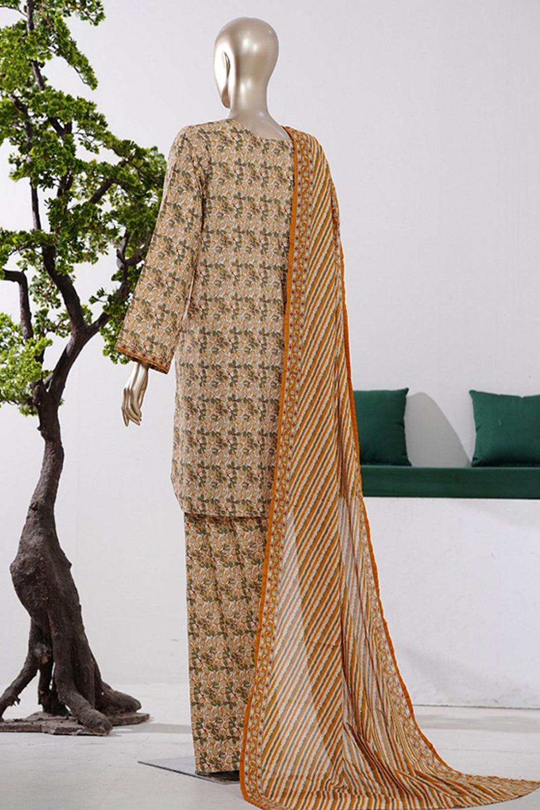 BIN SAEED Luxury Lawn Printed With Farshi Shalwar Vol-01 3Piece Stitched COLLECTION 2026 D-#02
