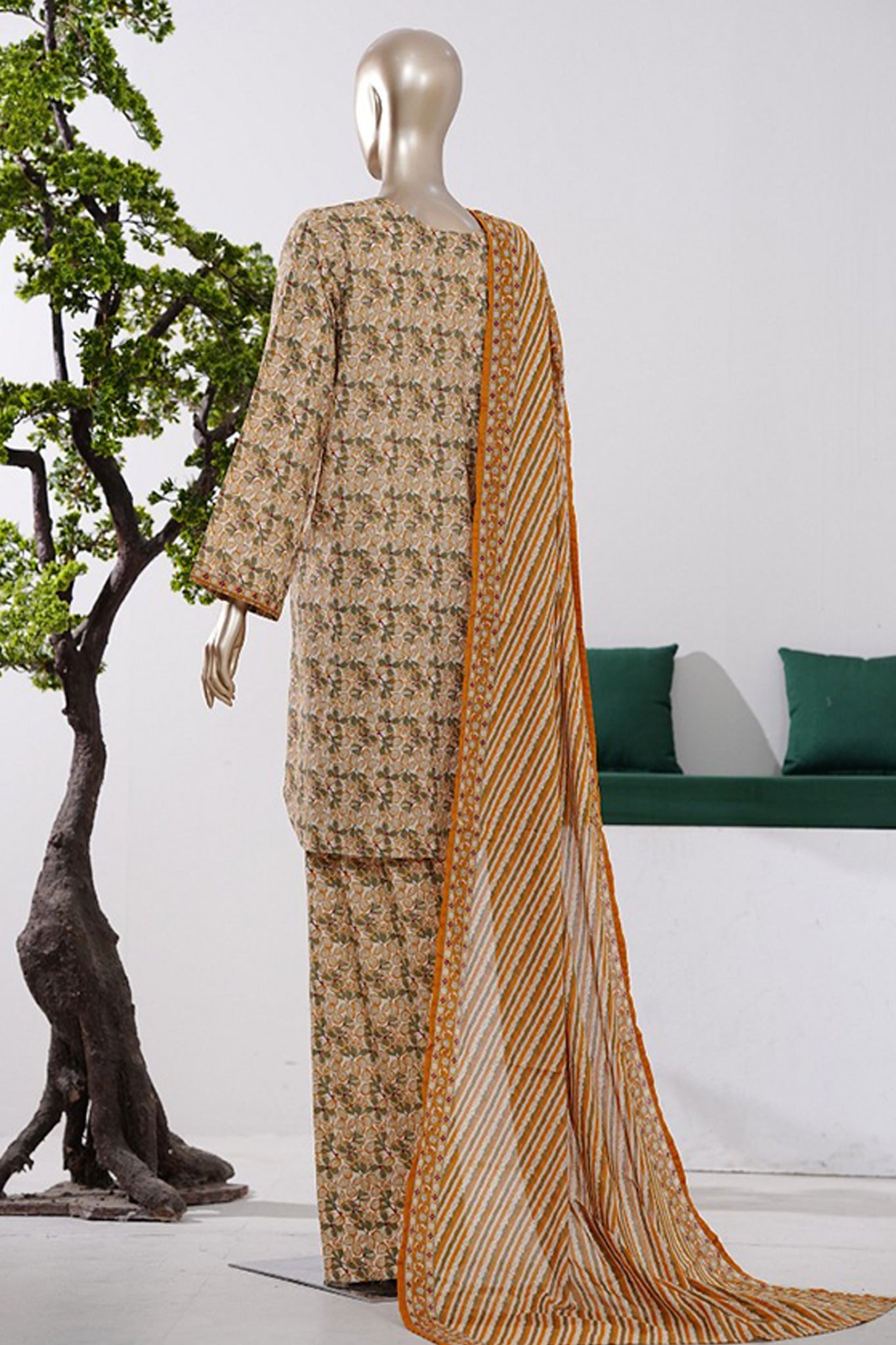 BIN SAEED Luxury Lawn Printed With Farshi Shalwar Vol-01 3Piece Stitched COLLECTION 2026 D-#02