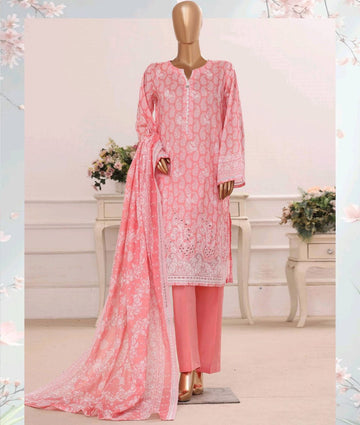 HZ Textiles Luxury Printkari Embroidered Lawn Suit Stitched 3 Piece 2026 D#-01