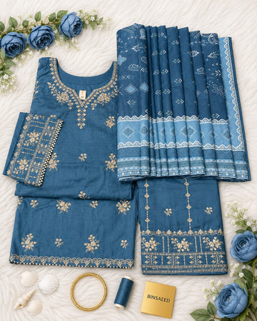 Bin Saeed Luxury Jacquard Lawn Embroidery 3Piece Stitched Vol -02 Collection 2026 D#-07